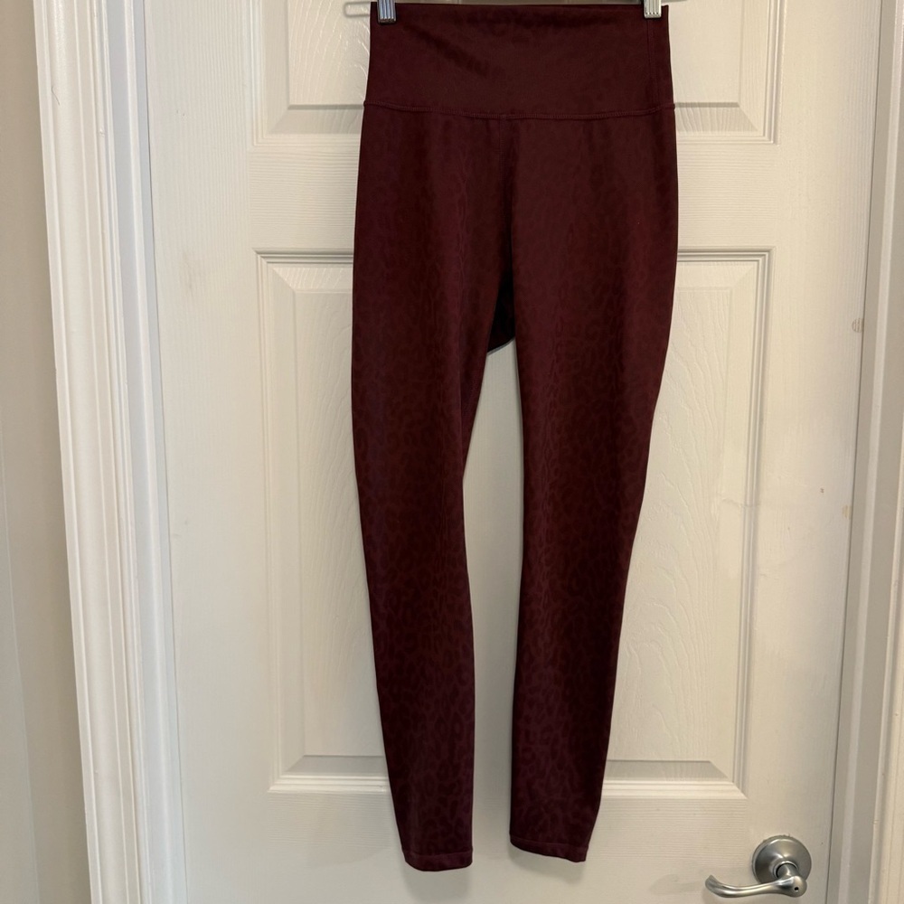 Like New ALLFENIX Anthropologie Liquid Burgundy Leopard Print Leggings